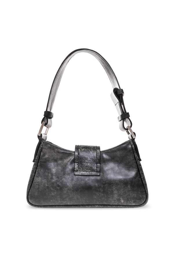 V Greca shoulder bag - Grey 'Cracked Small' shoulder bag